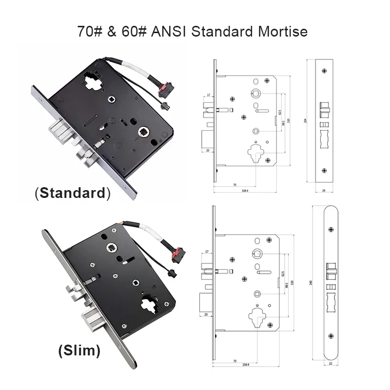 US ANSI Standard Mortise Intelligent RFID Key Card Digital Smart Hotel Door Lock System with TT Hotel WiFi App Free Software API