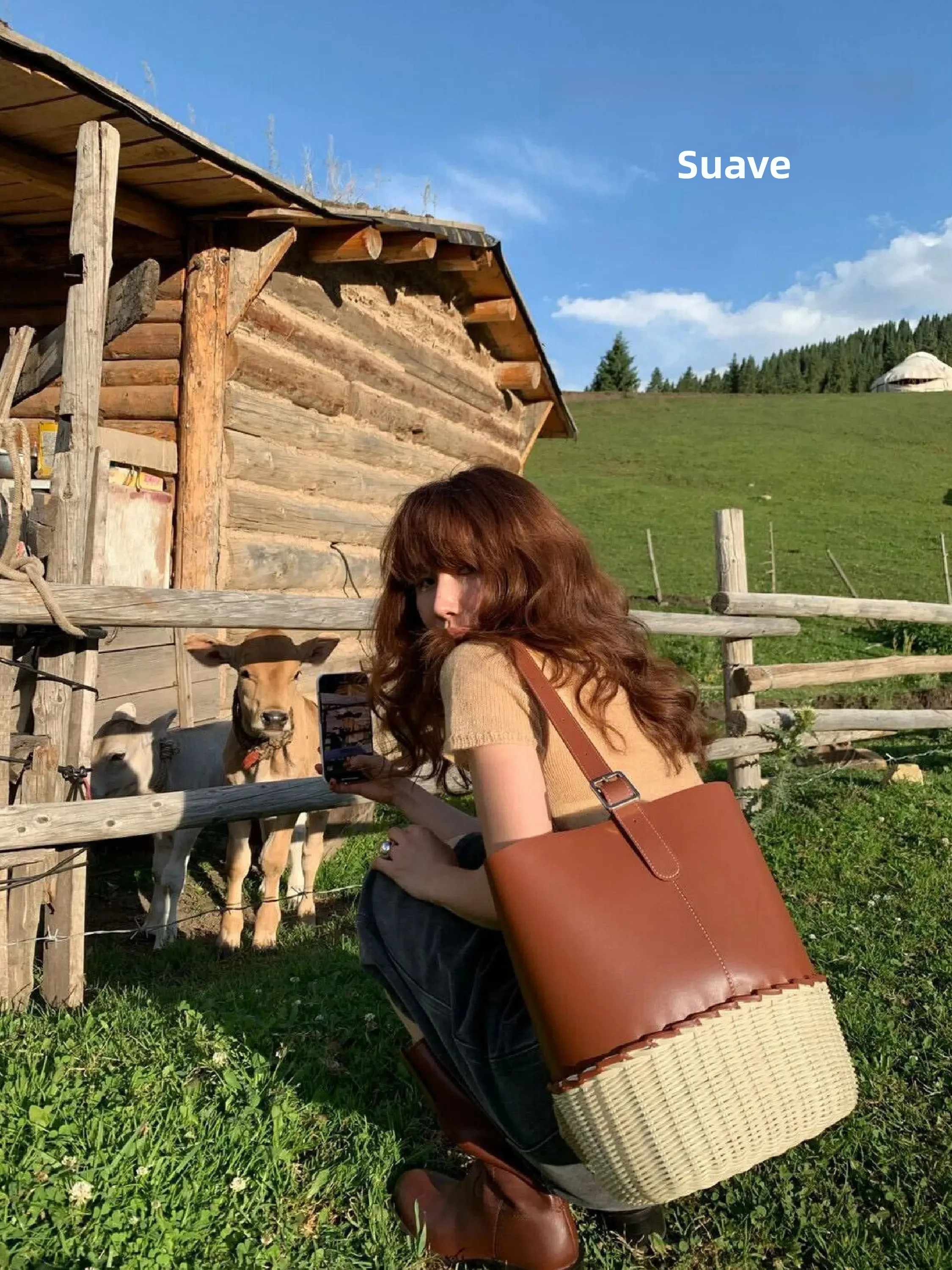 Bolsa de Praia de Verão UZOE Estilo Coreano, Bolsa de Ombro Grande de Vime Trançada à Mão, Bolsa Casual Feminina de Grande Ca...