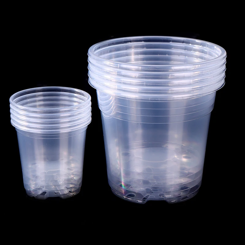 5PCS Transparent Plastic Flowerpot DrainaGe HoLe Pot GardeninG Root Growth VisibiLity for ALL PLants Water DamaGe Protection