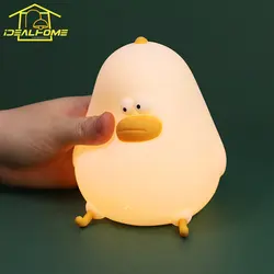 Animal Cute Little Fat Chicken Silicone Night Light with Patting Switch USB Charging Girls/Kids Room Bedside Sleeping Lamp Gift