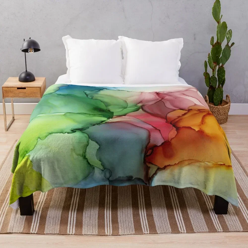 

Stormy Spectrum Abstract Rainbow Painting Throw Blanket Lightweight Warm Blanket for Travel Camping