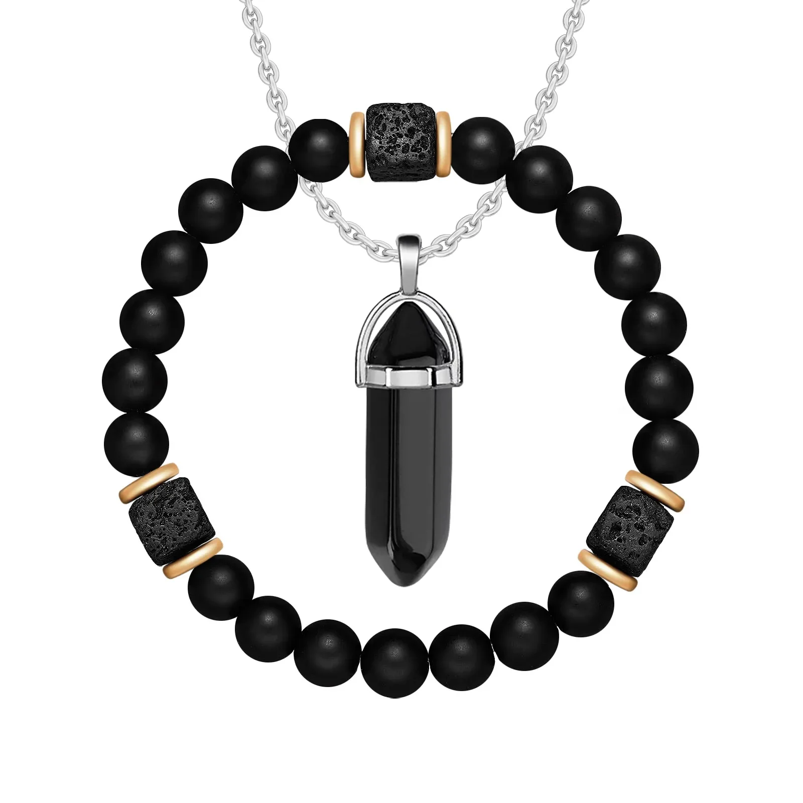 Magnetic Bracelets & Necklace Set for Couples