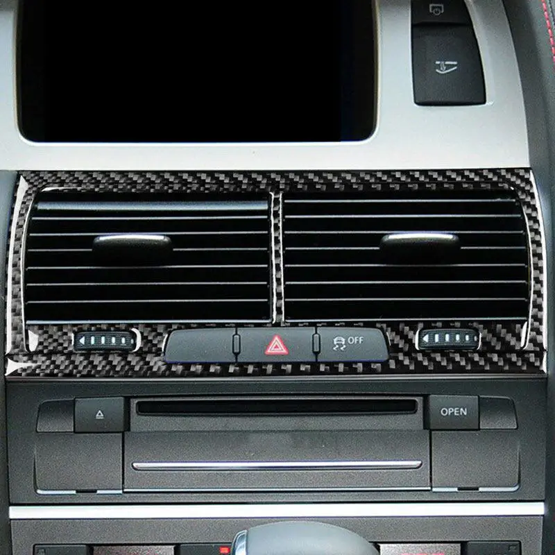 For Audi Q7 2007 2008 2009 2010-2015 Car Interior Accessories Central Air Conditioning Vent Frame Trim 3pcs Soft Carbon Fiber
