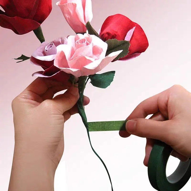 Floriculture Tape 1.2cm 25 yards Green Tape for Crepe Paper DIY Flowers Bandage Floral Materials Bouquet Packaging Materials