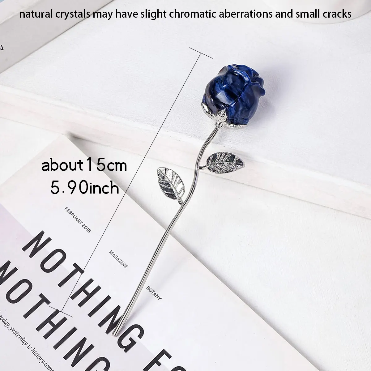 1PC Natural Crystal Crafts Rose Quartz Flowers Statue Healing Gemstone Valentines Day Gold Rod Rose Flower for Wedding Gifts view 2