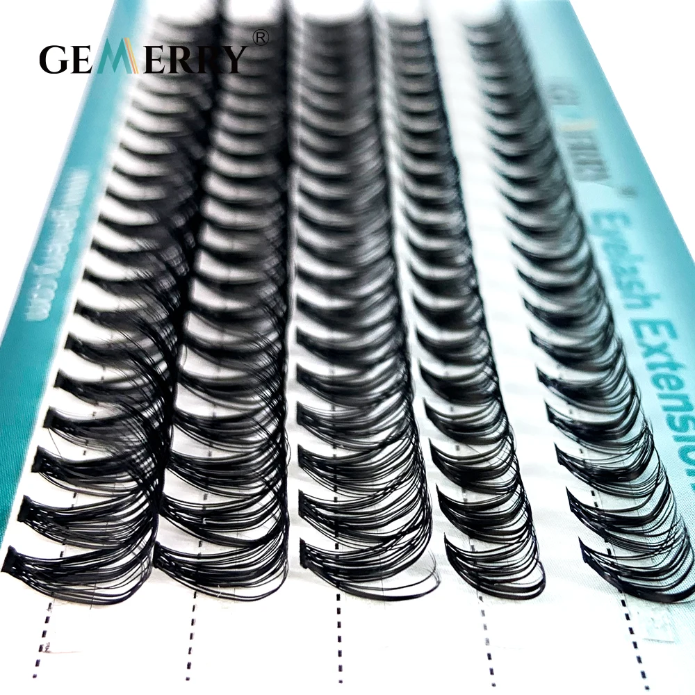 Gemerry Cluster Lashes Extensions 5 Row Slender Stem 10D/20D/30D/40D/50D High Quality Soft Individual Eyelash DIY Portable Tools