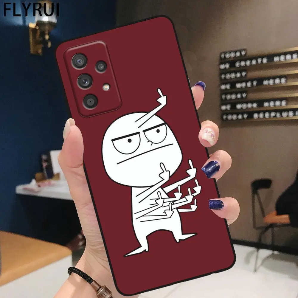 Custodia Funda Coque per Samsung Galaxy S23 S22 S21 S20 FE S10 S24 LITE S9 PLUS custodia ULTRA 5G Cartoon Cute Funny Man dito medio