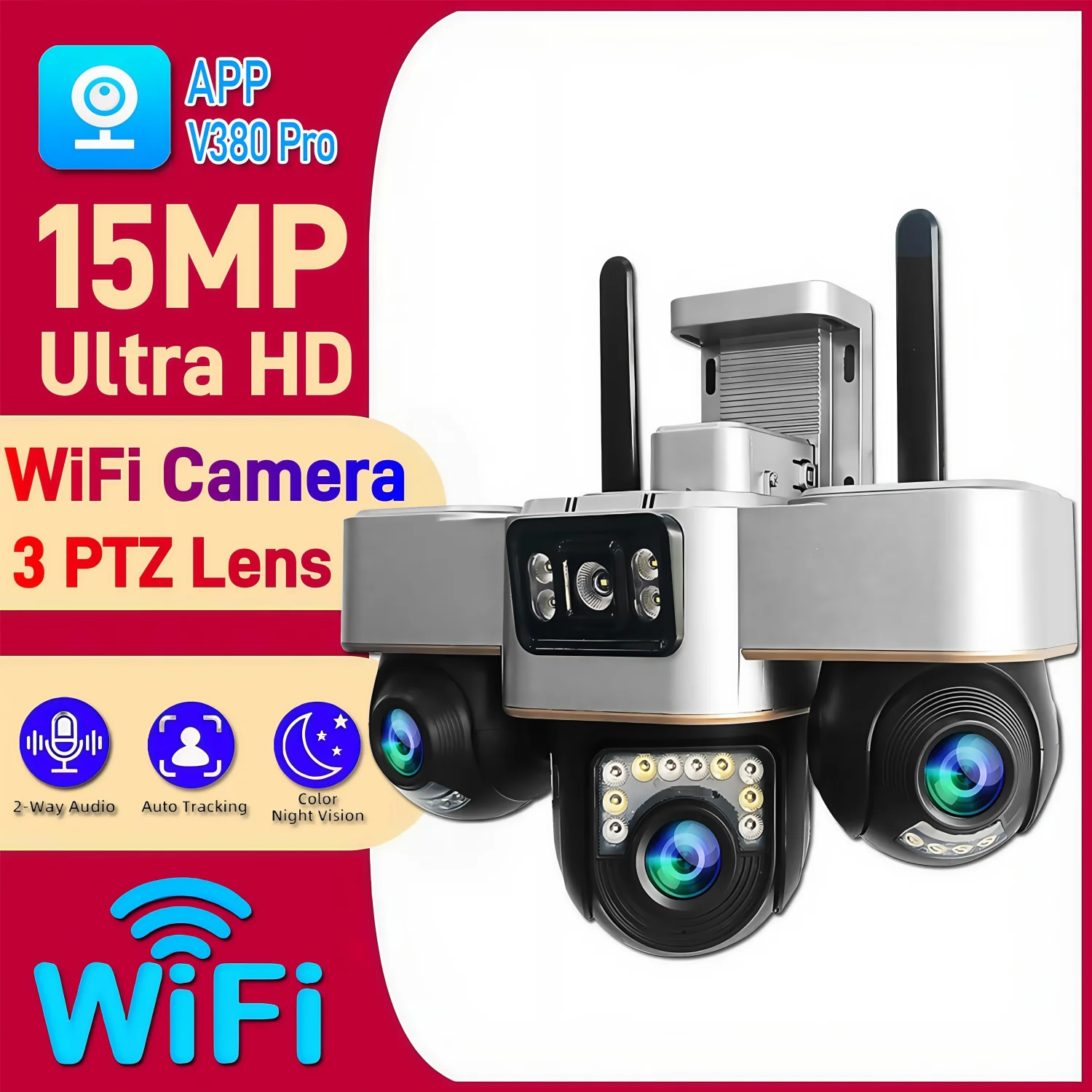 

3 PTZ WIFI Camera in 1 Outdoor Wireless IP CCTV Cameras Waterproof Smart Home Security Protection Motion Detection Surveillance