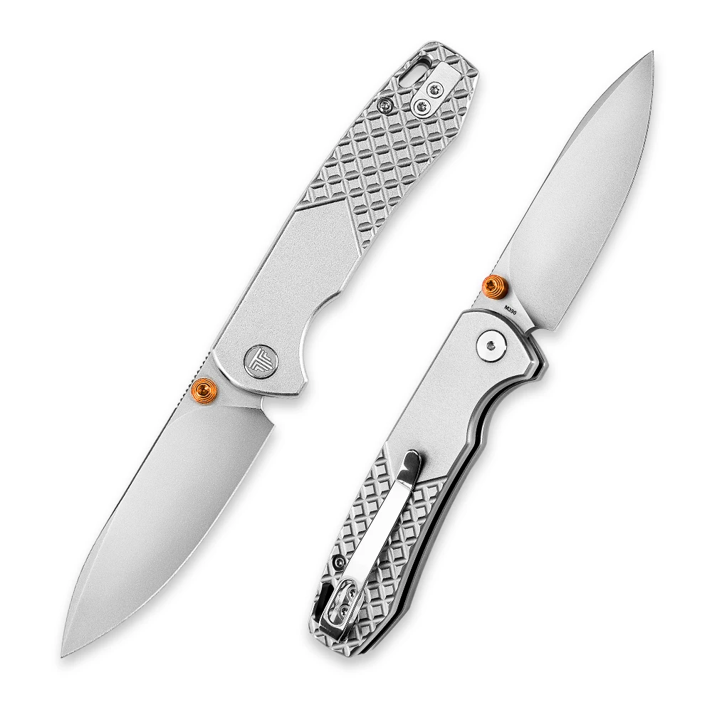 

TRIVISA High Quality Hardness Knife M390 Blade Titanium Handle with Clip for Camping Outdoor Camping Survival Fishing EDC Tool