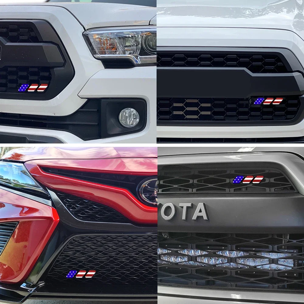 3-color Car Modification Car Stickers Auto Logo Decoration Sticker For Toyota Tacoma 4 Runner Tundra Tri-color 3 Grille Badge