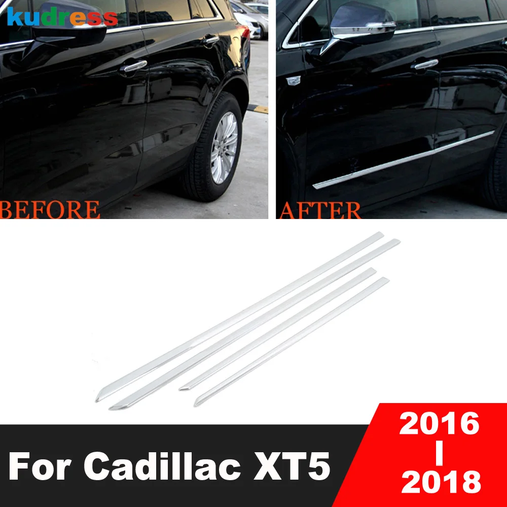 Embellecedor de carrocería de puerta lateral para Cadillac XT5 XT 5 2016 2017 2018, Panel de puerta de coche cromado, moldura Streamer, accesorios de tira de guarnición