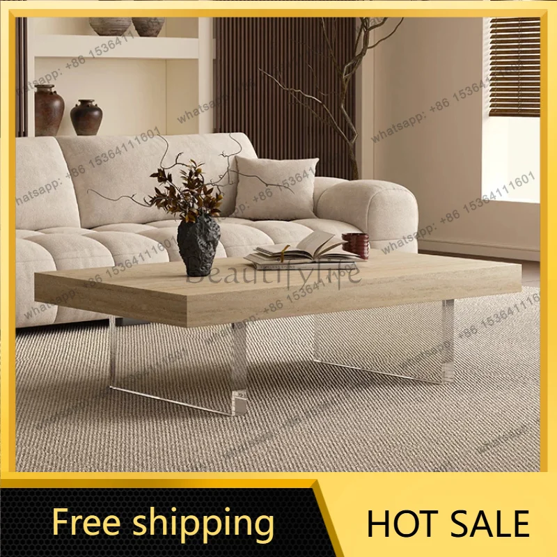 PG Italian minimalist wind tunnel stone slate coffee table living room home modern simple light luxury rectangular coffee table