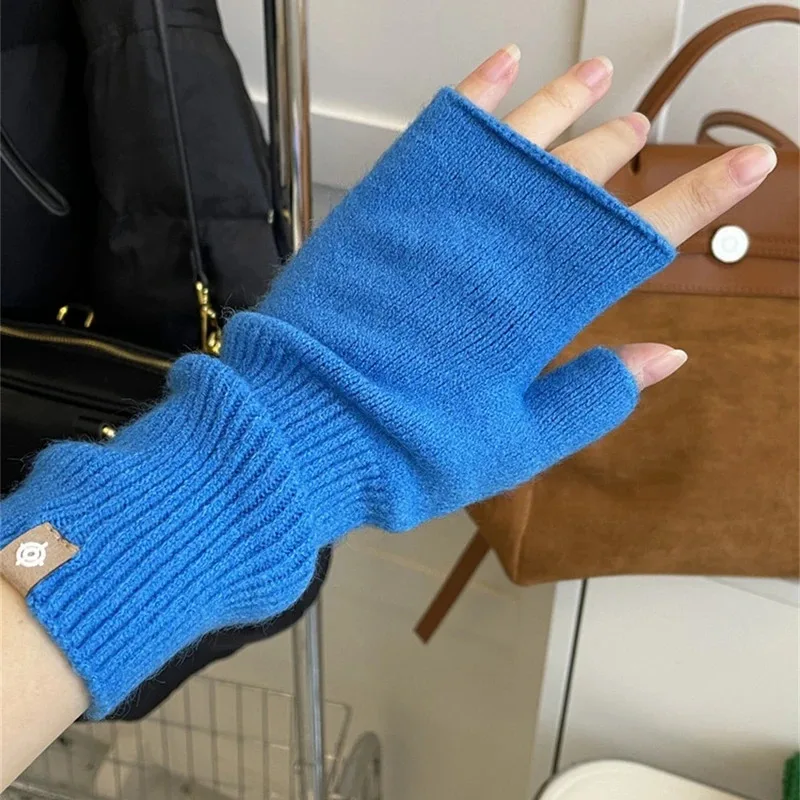 

Unisex Long Half Finger Gloves Women's Unisex Winter Fingerless Mittens Solid Colour Goth Hand Mittens Cosplay Accessories