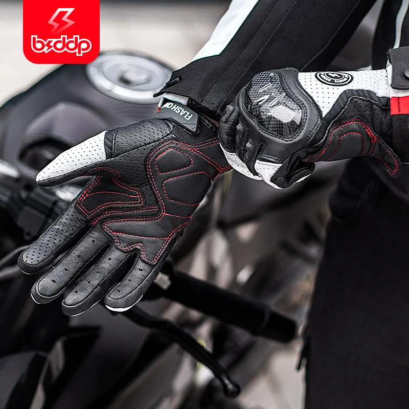 

Off road motorcycle riding full finger gloves four season breathable electric bike men and women carbon fiber protective shell