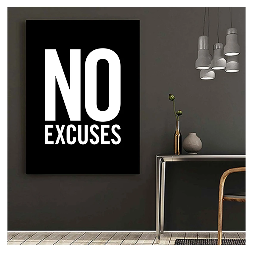 Fitness Poster Gym Wall Decor , Motivational Art Typography Modern Canvas Painting Decoration No Excuses Inspirational Quote