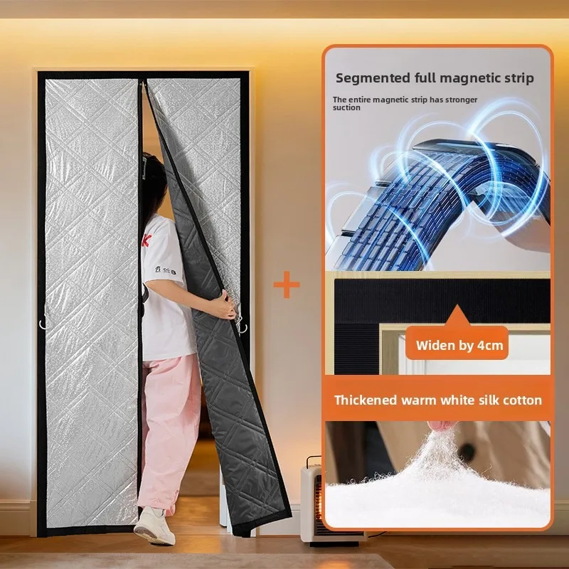 Magnetic air conditioning partition curtain with cotton clip for cold and windproof, thickened insulation and shielding curtain