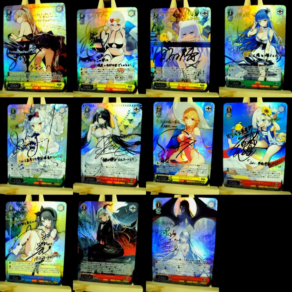 11pcs/set WS WeibSchwarz Azur Lane USS Laffey Hammann Self Made Refraction Flash Card Anime Classics Game Collection Cards Toy