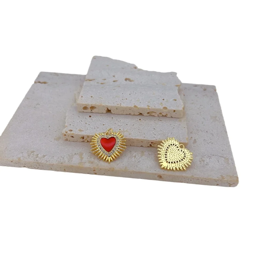 Gothic 3Pcs Jewelry Accessorie for Diy Bracelet Necklace Earrings Jewelry Making Red Heart Pendant Angel Wings Palm Love Parts