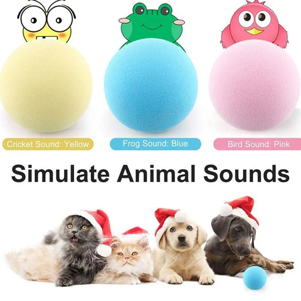 Chirping Cat Toys EVA Automatic Rolling Gravity Sound Ball Cat Catnip Sounds Toy Lifelike Exercise Kitten Interactive Anima V1V2