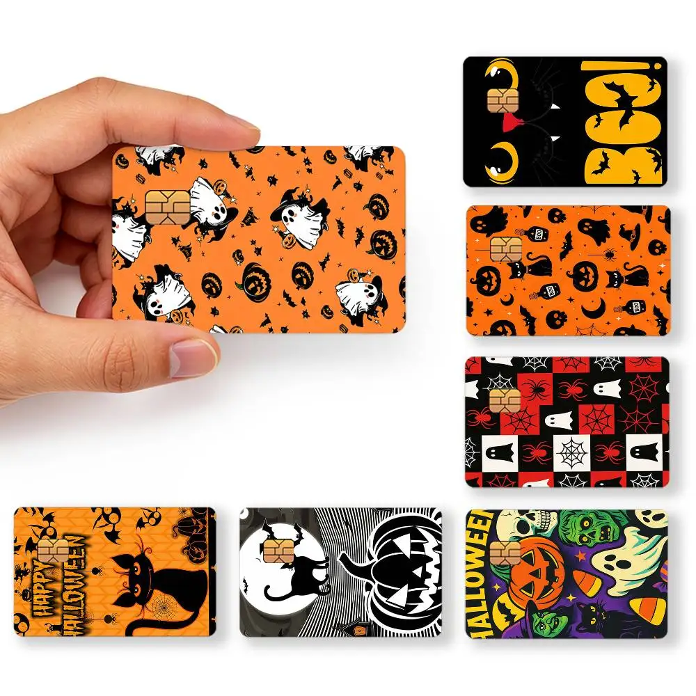 Minimalist Halloween Red White Black Chic Creative Bank Card Sticker Covers Chip Cards Credit Card Skins Scratch Protection