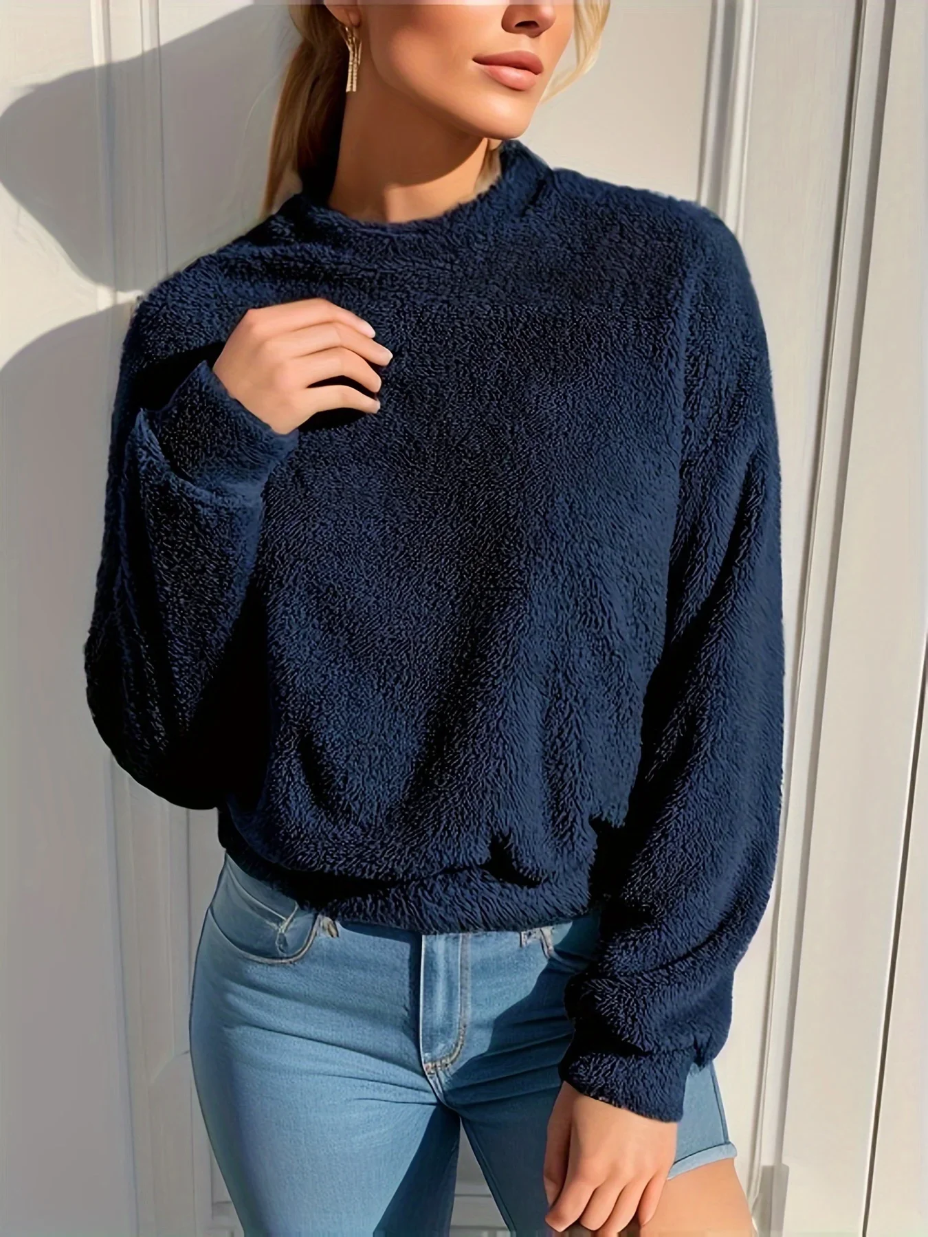 

Plus Size 1XL-5XL Women's Round Neck Fashionable Autumn and Winter Solid Top Women Casual and Comfortable Top