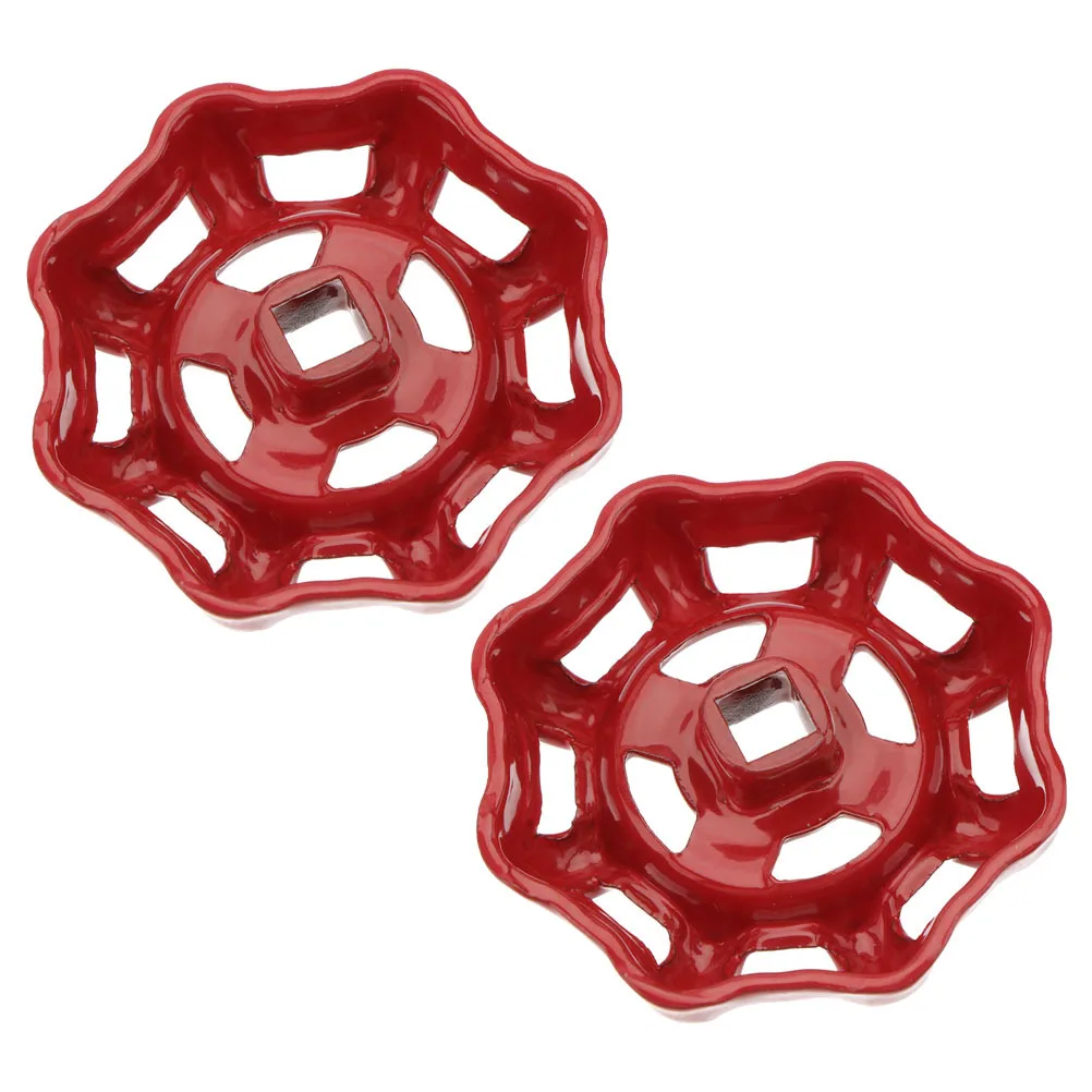 2 stks Rode Metalen Handvat Poort Handwiel Uitschakeling Handvat Fitting Voor Waterbuis Platte Bodem Ontwerp Onbelemmerd Ijzer