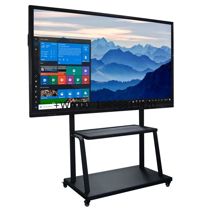 

65-дюймовая 4K мультисенсорная емкостная интерактивная доска с цифровым дисплеем, интерактивная умная доска, портативная образовательная плоская панель