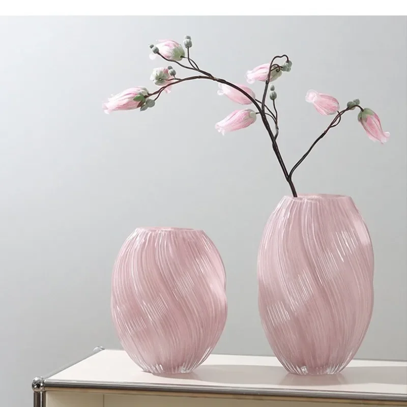 

Stunning Malt Pink Twisted Hydroponic Glass Stylish Twisty Glass Vase Home Decoration, and MoreVase for Modern Home Decoration