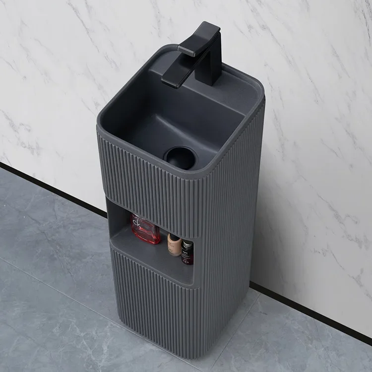 

z lavabo solid surface large Freestanding artificial stone sink single Pedestal Basin