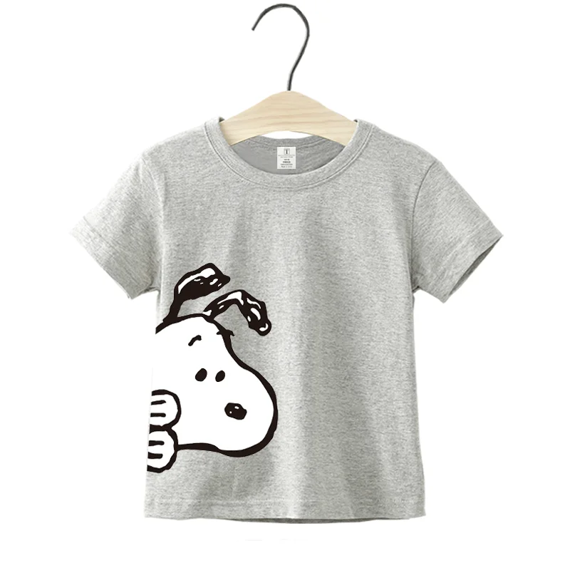 2024 Summer New Kids Cartoon t-shirt Snoopy Top a maniche corte per bambini o-collo 100 cotone ragazzi e ragazze chiudi magliette