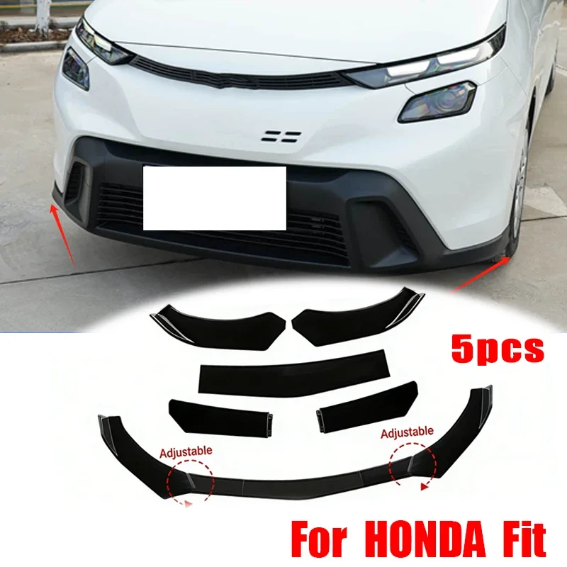 

5Pcs ABS Material Universal Car Front Bumper Separator Bumper Lip Body Kit Duck Lip Separator For Honda Fit Car Accessories