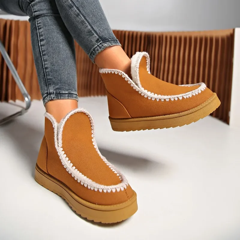 New fashion outdoor soft fluffy women's boots autumn and winter warm padded non-slip cotton boots casual flat platform