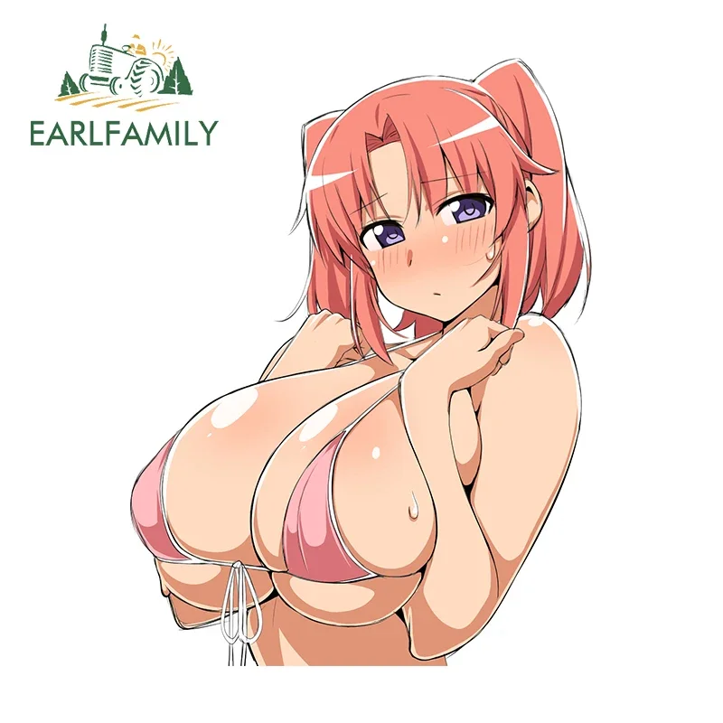 

EARLFAMILY 13cm x 9.9cm for Mikakunin De Shinkoukei Car Sticker Sexy Chest Hentai Caravan Decal NSFW Personality Car Accessories