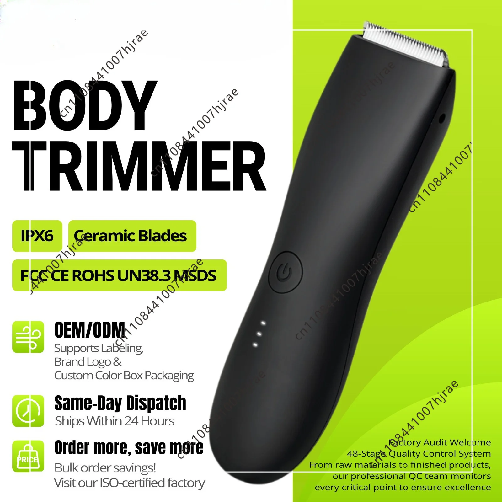 Waterproof Electric Body Clipper Rechargeable Shaver, Used for Armpit Bikini Private Area
