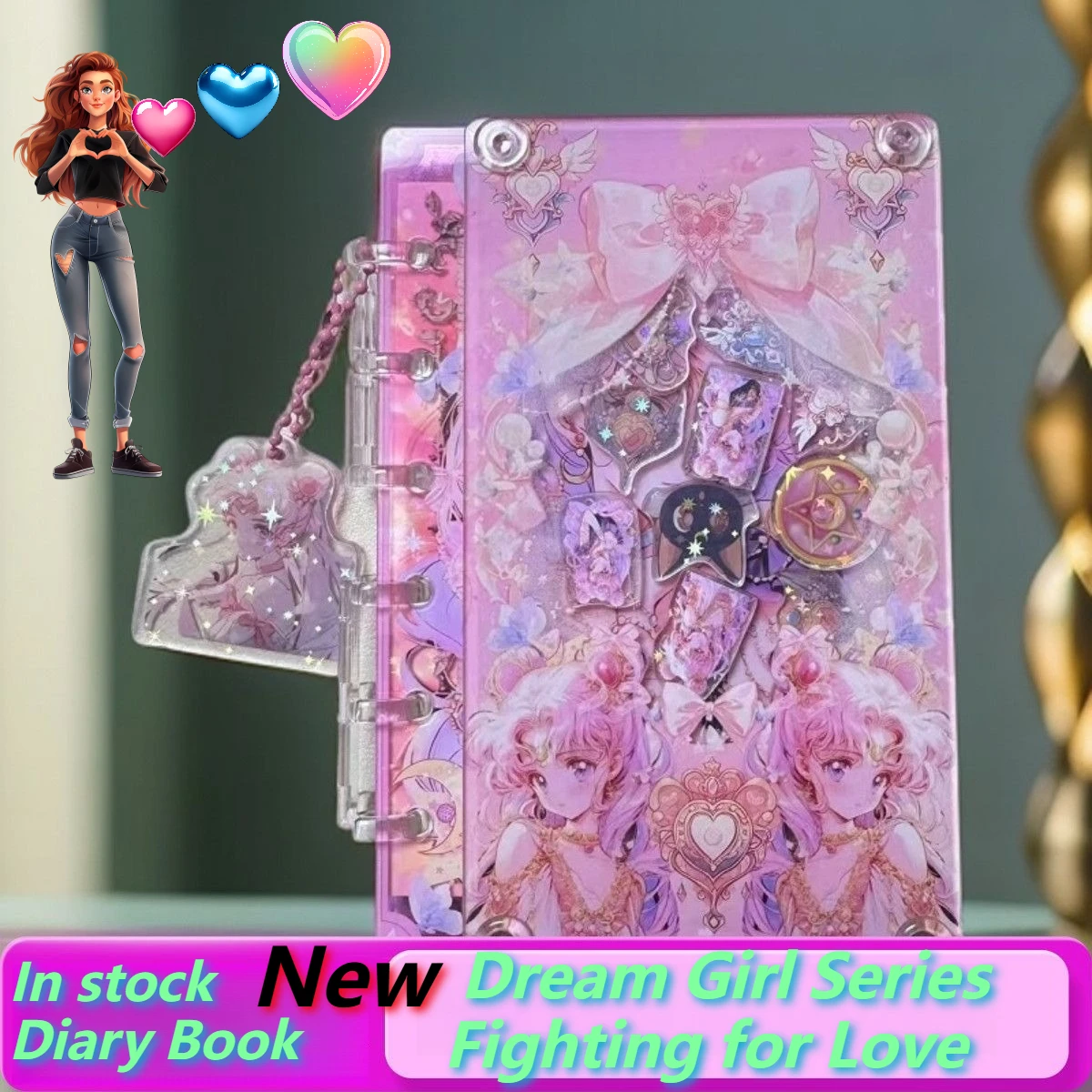 

New Girl Heart Cartoon Cute Loose Leaf Notes Creative Notes Hand Ledger Detachable Durable Acrylic Student Stationerykawaii Gift