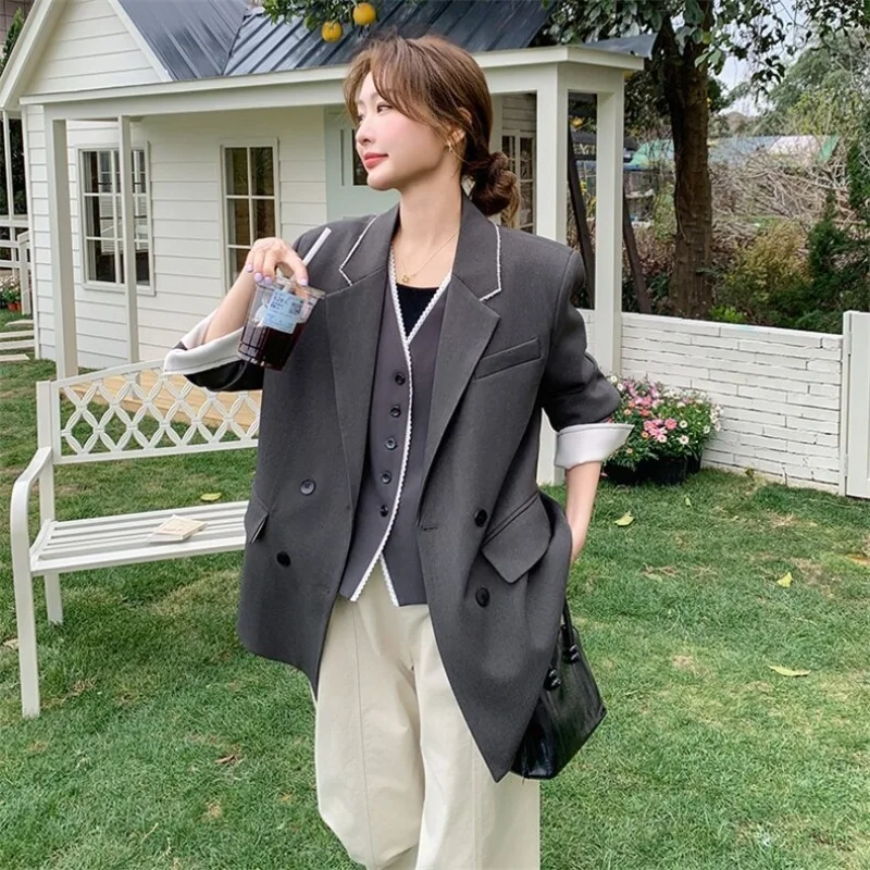 SuperAen Spring and Autumn New European and American Style Fashion Blazer for Women Elegant Oversize Casual Suits