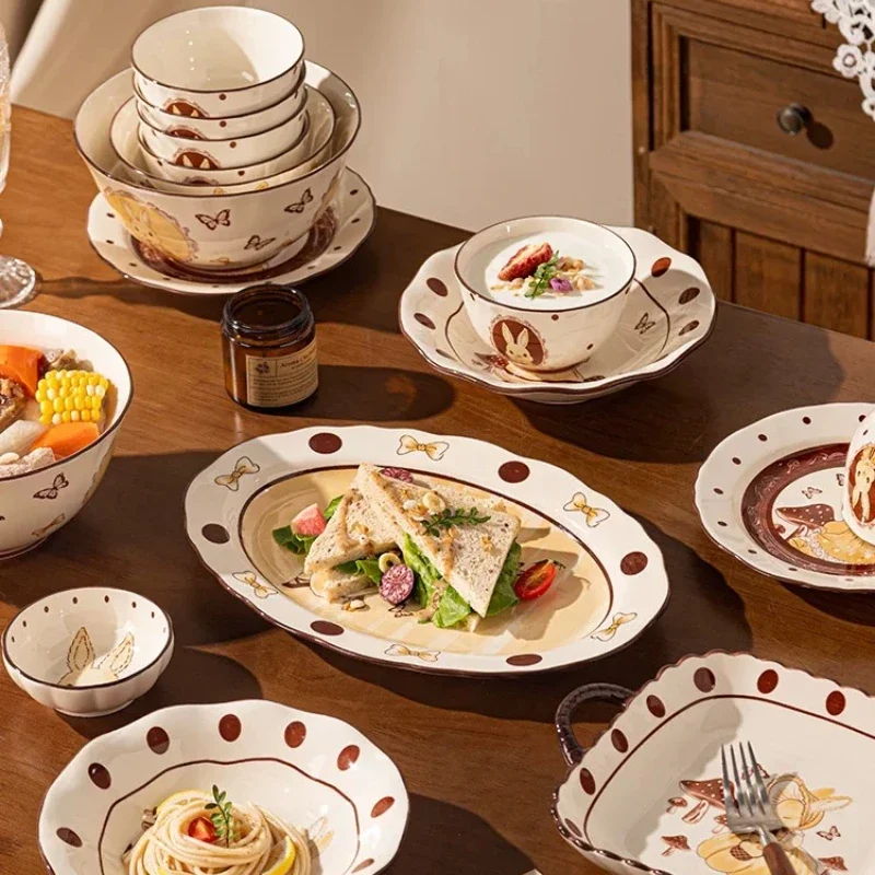 Nordic Full Set Dinnerware Sets Design Aesthetic Italian Elegant Dinner Set Luxury Kitchen Christmas Vajilla Ceramica Dinnerware