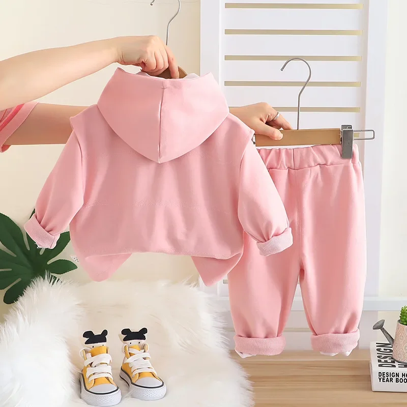 

New Spring Autumn Baby Clothing Children Boys Vest Hoodies Pants 3Pcs/Sets Kids Girls Clothes Infant Costume Toddler Tracksuits