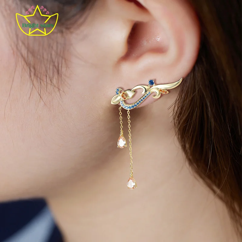 

Bright StarS925 sterling silver new Chinese earrings long antique earrings inche high-grade delicate earrings for woman