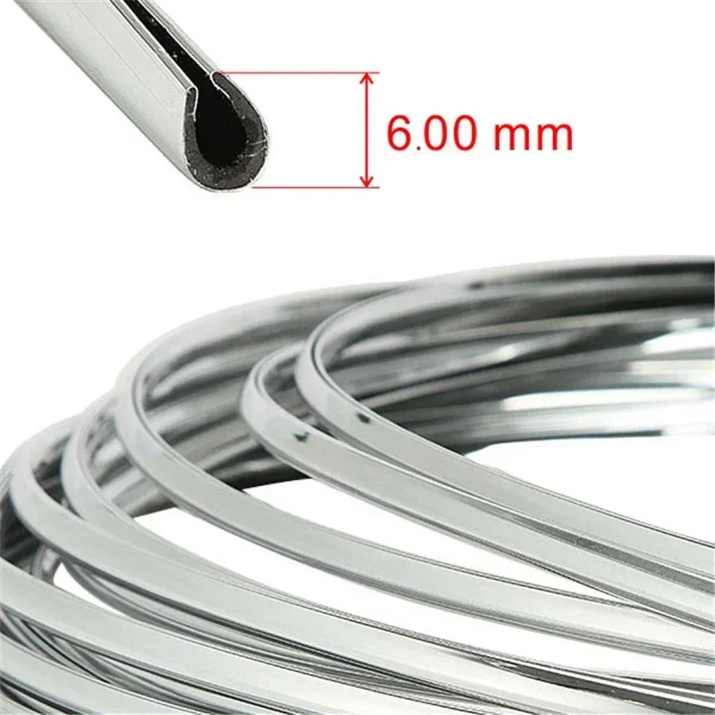 Oslamp 3M 6mm 3Meters Car Chrome Decor Strip Sticker Silver Auto Styling Moulding Trim Strip Body Window Exterior Decoration