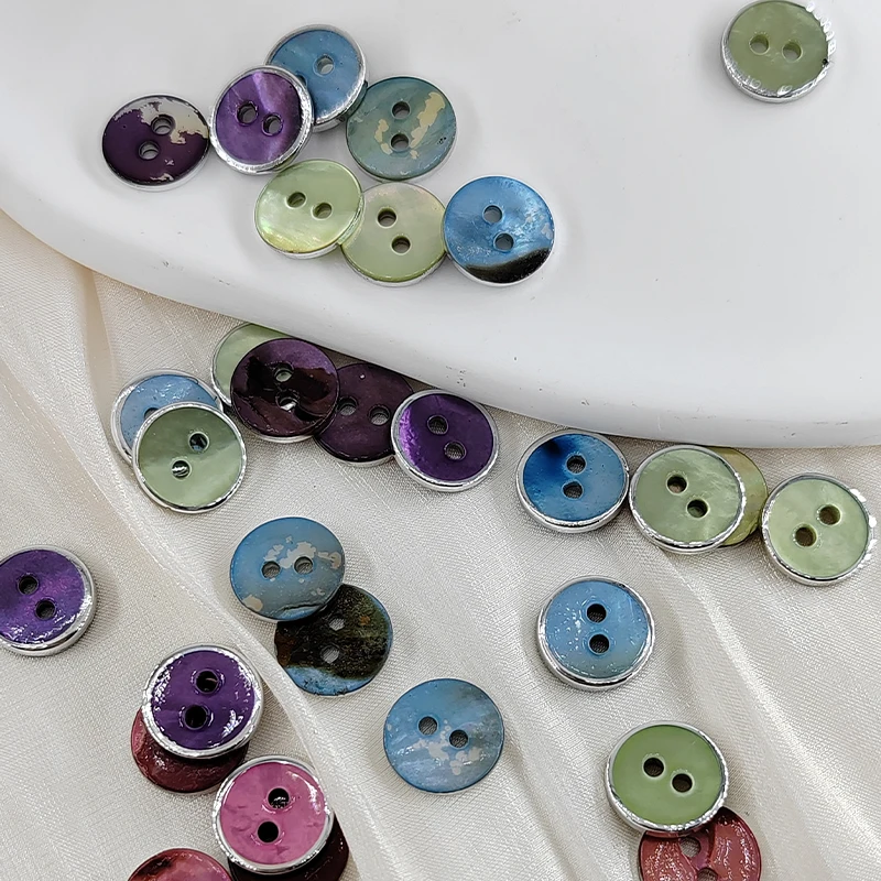 10MM Natural Shell Buttons Of Clothing High Quality Luxury Colorful 2-Holes Button Mother Of Pearl Sewing Accessories 10Pcs