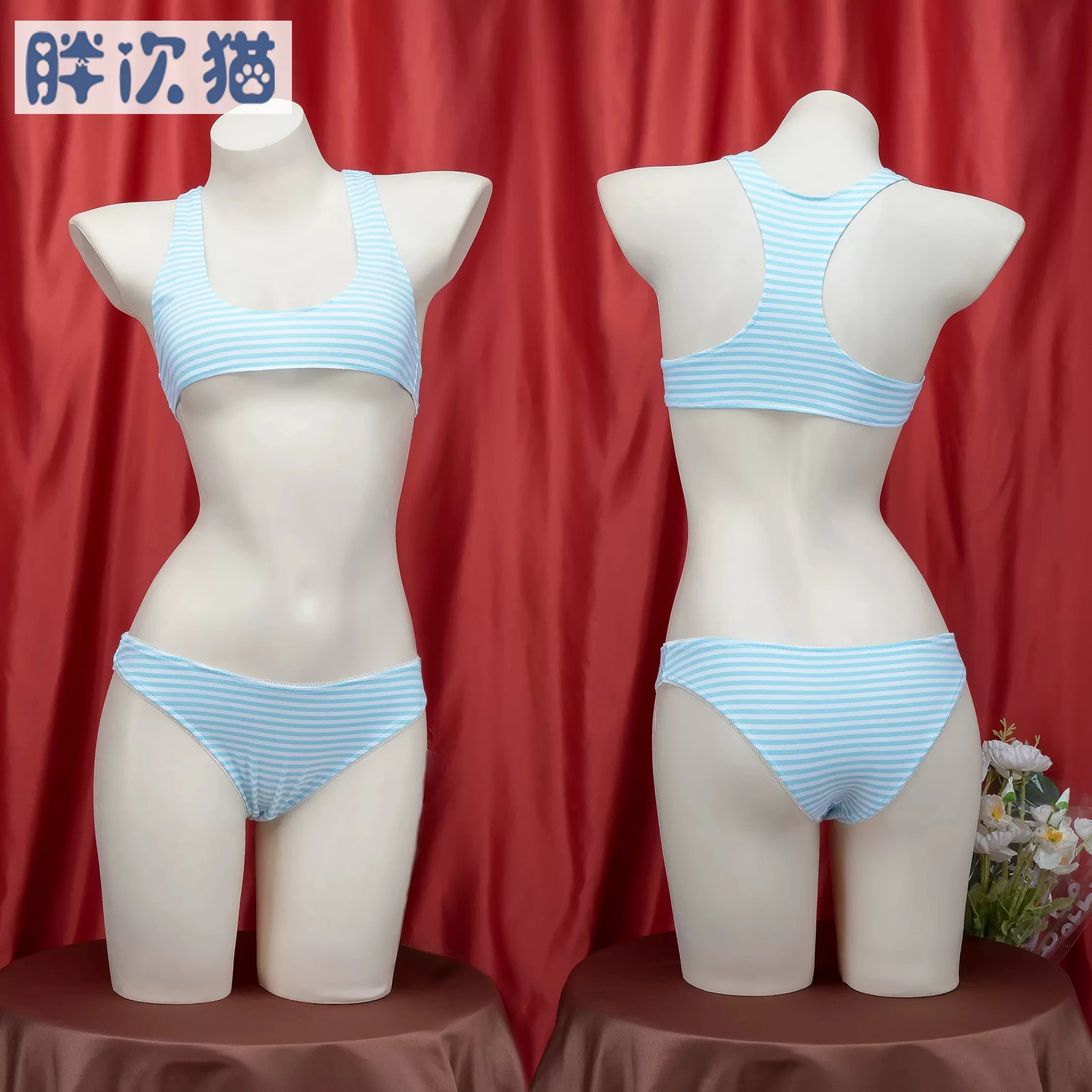سترات صغيرة مخططة بثلاث نقاط ، أطقم ملابس داخلية يابانية ، زي تنكري للمدرسة ، زي موحد للبنات ، نمط بيكيني