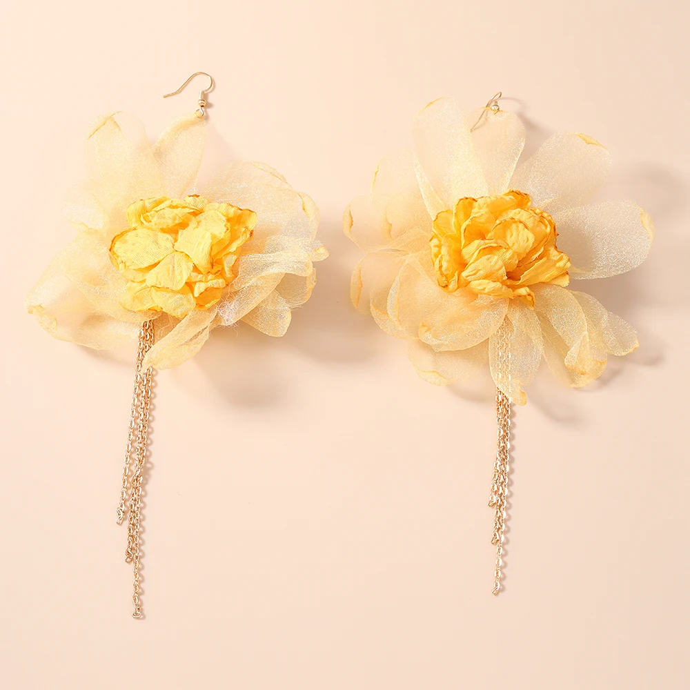 Aihua Mode Große Spitze Blume Ohrringe für Frauen Handgemachte Gyspy Quaste Blumen Ohrringe Mädchen Urlaub Urlaub Schmuck Geschenke – Detail 6