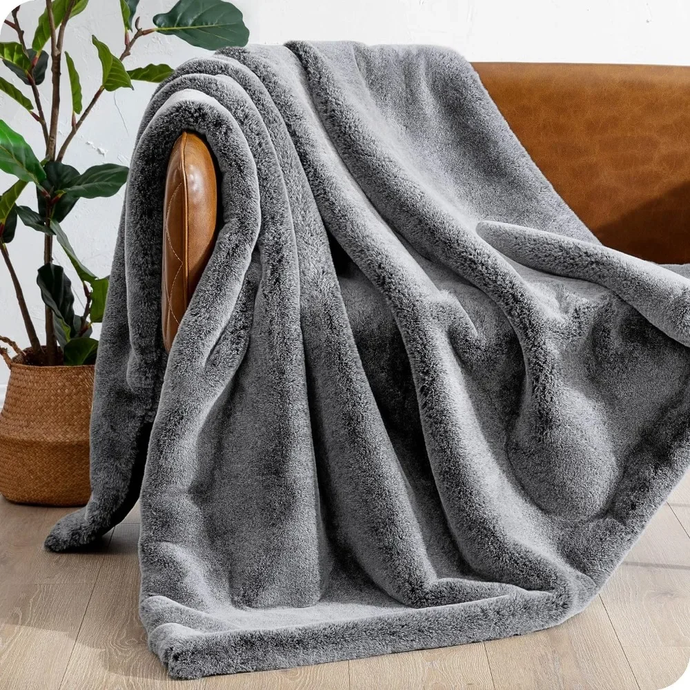 

Sofa Blankets and Throws 60x80 Inches (Oversized Throw Blanket Variegated Grey) Warm Winter Blankets for Beds Chair & Wearing