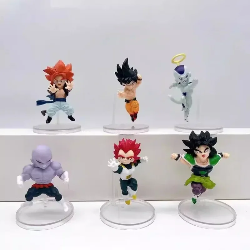 6 unids/set 8CM versión Q de siete Dragon Ball mano Rey Mono Son Goku arroz Begitabik modelo de decoración de coche figuras de acción y juguete