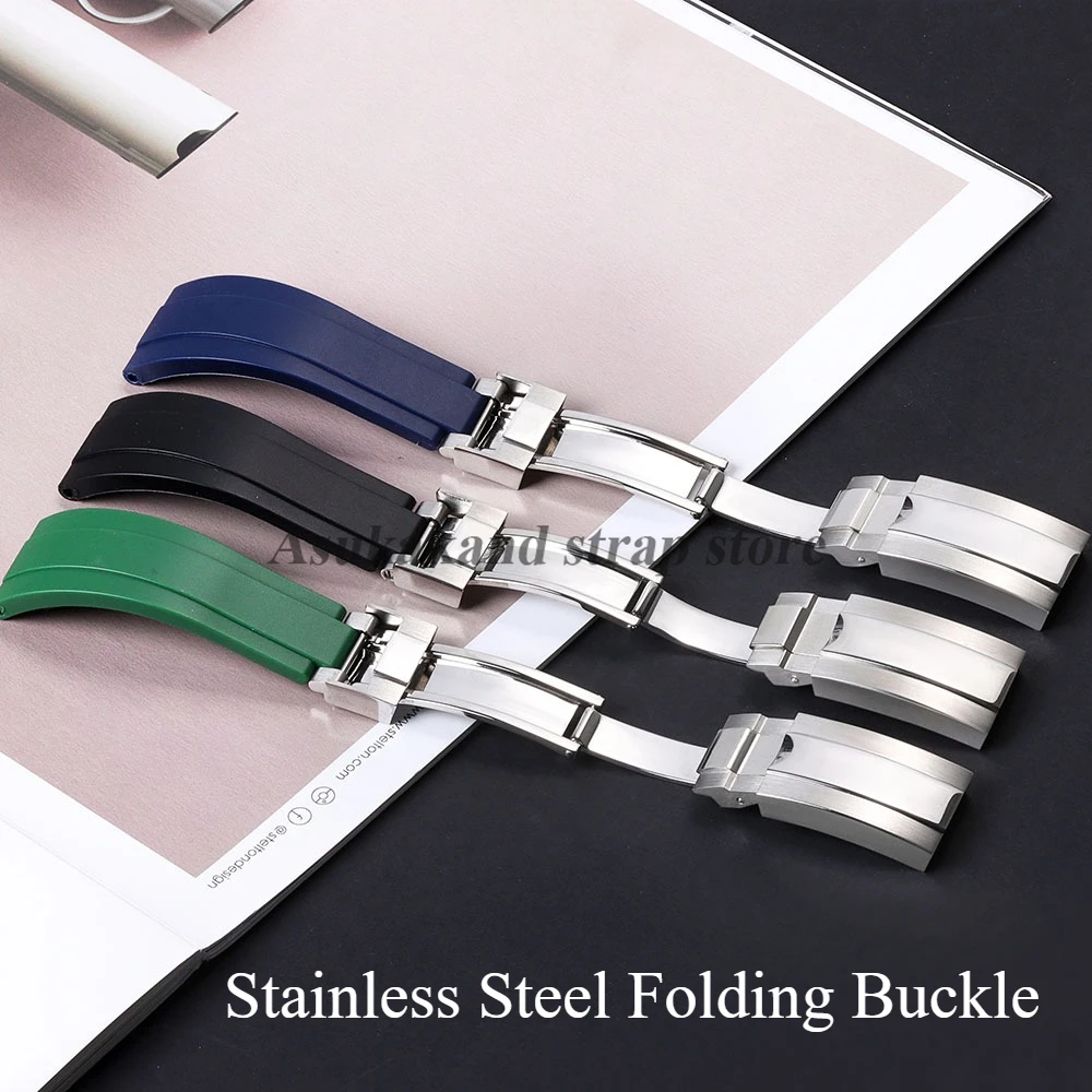 20 мм резиновый ремешок из нержавеющей стали, складная пряжка для Rolex GMT Daytona Submariner, мужской водонепроницаемый силиконовый браслет для часов