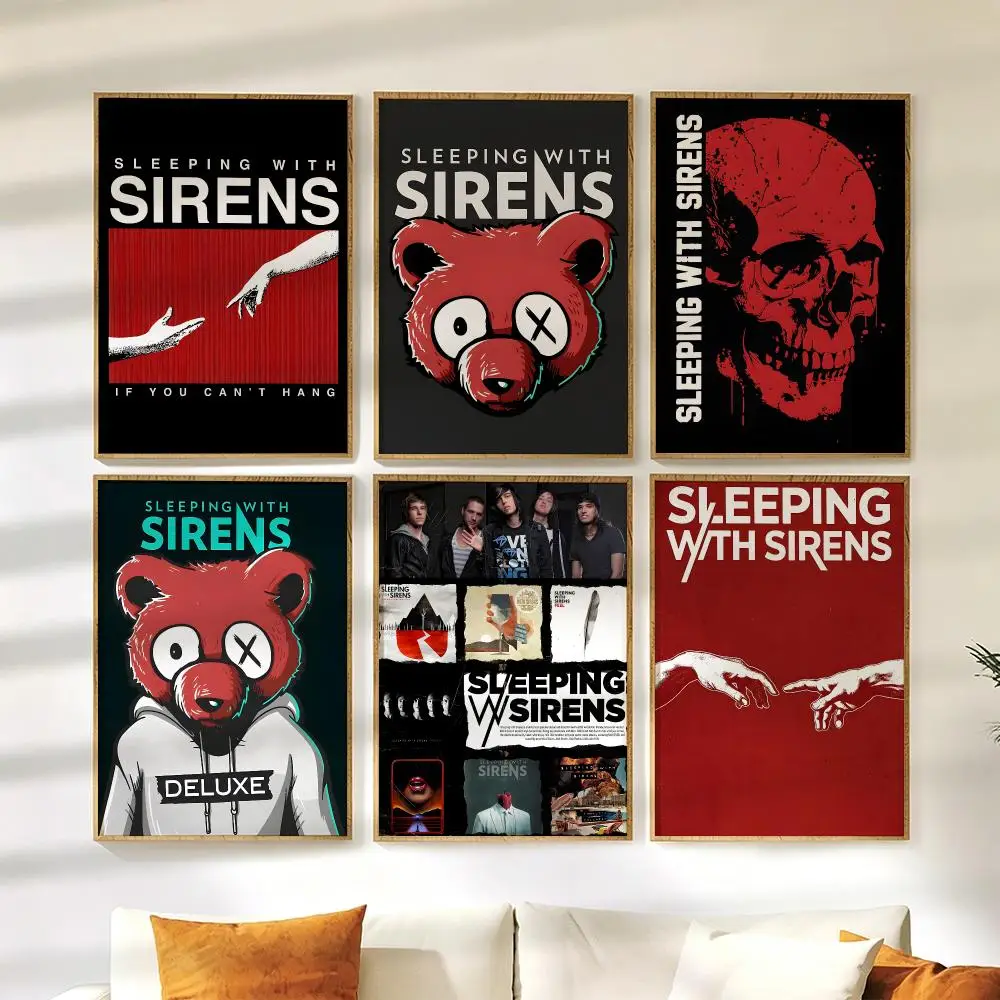 Sleeping With S-Sirens Poster Wall Stickers HD Painting Self Adhesive Art Decals for Bedroom Living Room Home Decor