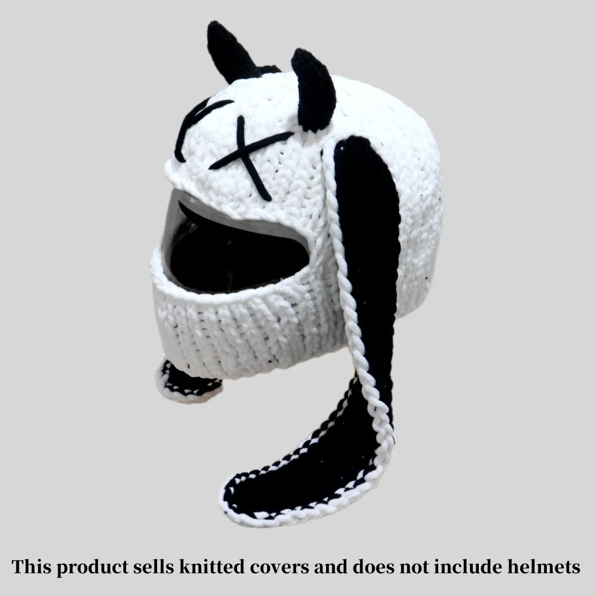 Cute Rabbit Ears Ski Hat Riding Hood Plush Knitted Cartoon Helmet Cover Cool Sweet Personality Full Helmet CoverCapacete De Moto