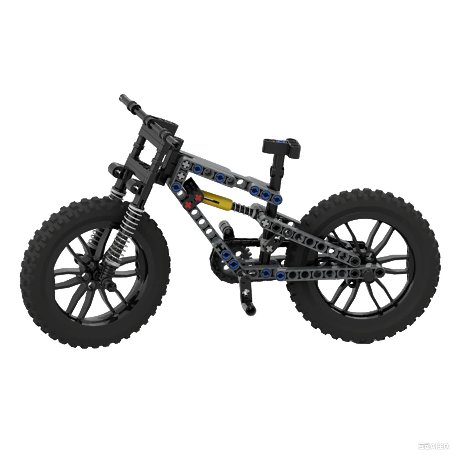 Moc off-road mountain bike downhill bicicleta frente duplo amortecedor corrente ligação bloco de construção simulação modelo brinquedo presente do miúdo