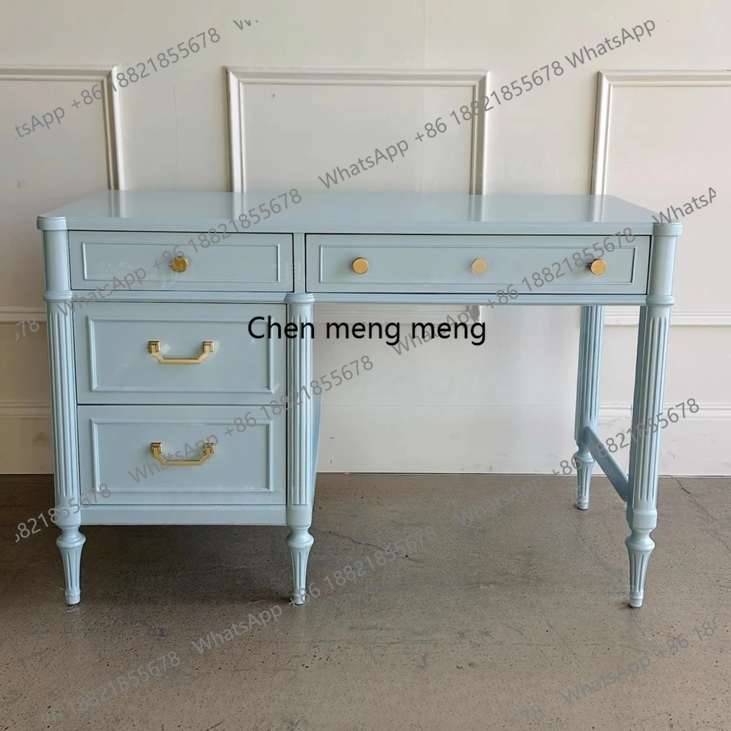 French simple solid wood small desk study home writing table, retro